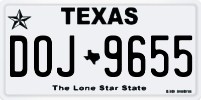 TX license plate DOJ9655