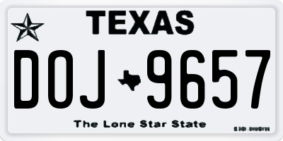 TX license plate DOJ9657