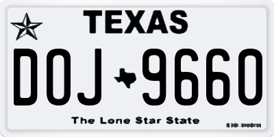 TX license plate DOJ9660