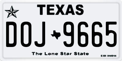 TX license plate DOJ9665