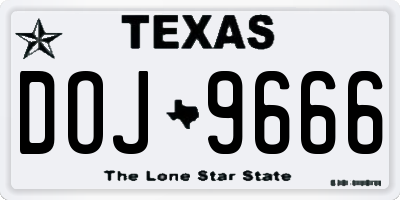 TX license plate DOJ9666