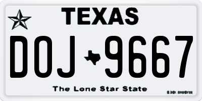 TX license plate DOJ9667