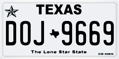 TX license plate DOJ9669