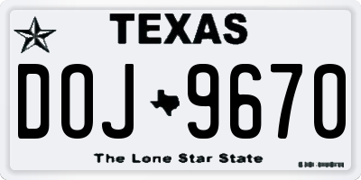 TX license plate DOJ9670