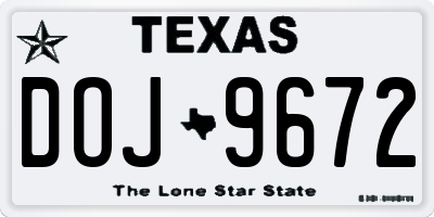 TX license plate DOJ9672