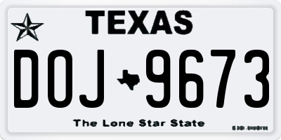 TX license plate DOJ9673