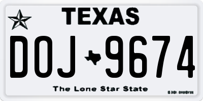 TX license plate DOJ9674