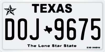 TX license plate DOJ9675
