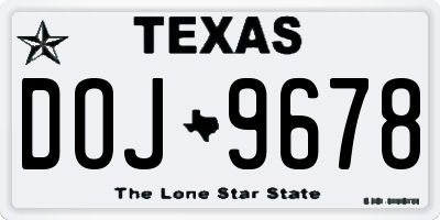 TX license plate DOJ9678