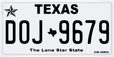 TX license plate DOJ9679