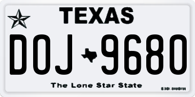 TX license plate DOJ9680