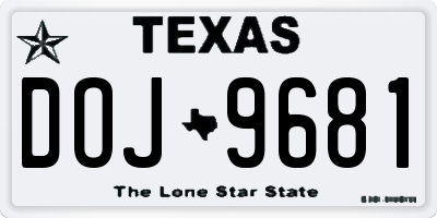 TX license plate DOJ9681