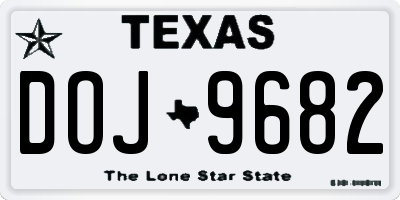 TX license plate DOJ9682