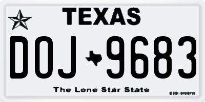 TX license plate DOJ9683
