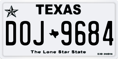 TX license plate DOJ9684