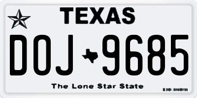 TX license plate DOJ9685