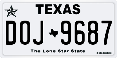 TX license plate DOJ9687