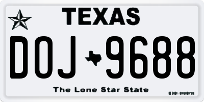 TX license plate DOJ9688