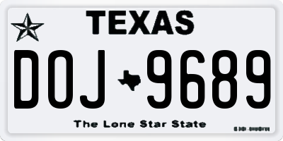 TX license plate DOJ9689