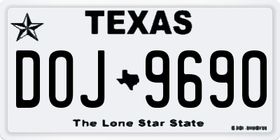 TX license plate DOJ9690
