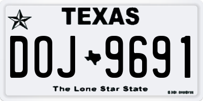 TX license plate DOJ9691