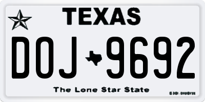 TX license plate DOJ9692