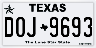 TX license plate DOJ9693