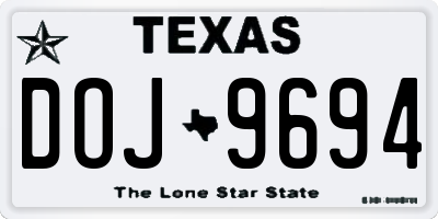 TX license plate DOJ9694