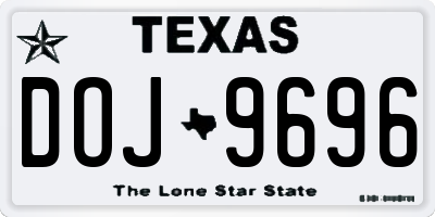 TX license plate DOJ9696