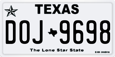 TX license plate DOJ9698