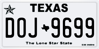 TX license plate DOJ9699