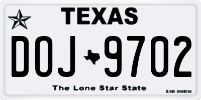 TX license plate DOJ9702