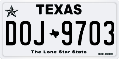 TX license plate DOJ9703