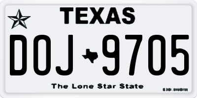 TX license plate DOJ9705