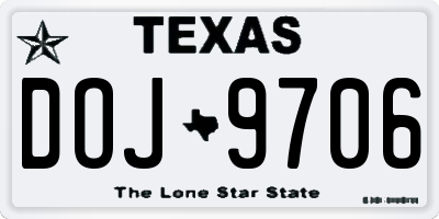 TX license plate DOJ9706