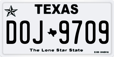 TX license plate DOJ9709