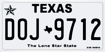 TX license plate DOJ9712