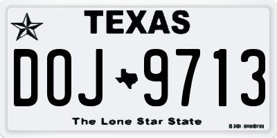 TX license plate DOJ9713