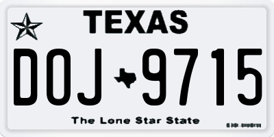 TX license plate DOJ9715