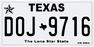 TX license plate DOJ9716
