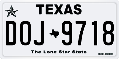 TX license plate DOJ9718