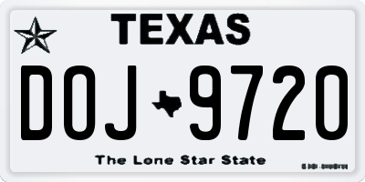 TX license plate DOJ9720