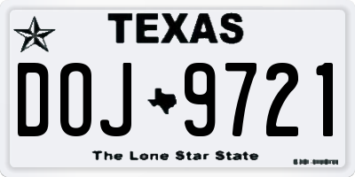 TX license plate DOJ9721