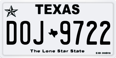 TX license plate DOJ9722