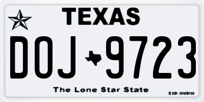 TX license plate DOJ9723
