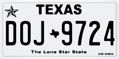 TX license plate DOJ9724