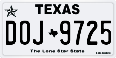 TX license plate DOJ9725