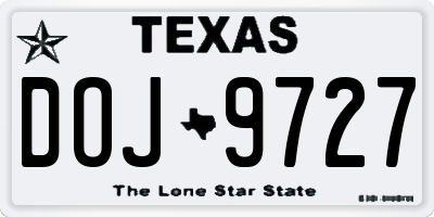 TX license plate DOJ9727
