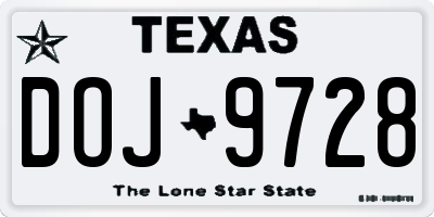 TX license plate DOJ9728