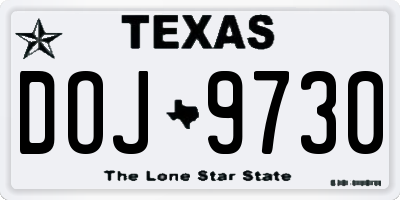 TX license plate DOJ9730